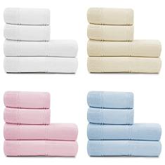 Jogo de Toalhas 4 Peças Banho e Rosto Algodão Aveludada Para Bordar Artesanalle Dohler…