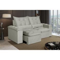 Sofá 3 Lugares Retrátil e Reclinável Atlantis Veludo Bege