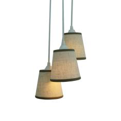 Lustre Pendente 3 C pulas Linho Crie Casa Bege E Bordas Em Ma