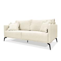 Sofá 2 Lugares Pé de Ferro Preto Rafaela 180 cm Linho Natural S04 - D`Rossi