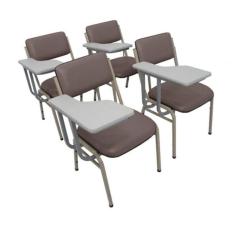 Kit Com 4 Cadeiras Para Auditórios Linha Hotel Smart Marrom