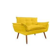 Namoradeira Decorativa para Sala de Estar Opala Suede Amarelo - Montanaris Decor