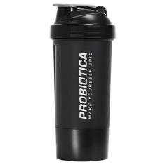 Coqueteleira 2 Compartimentos 600 ml Probiótica, Preto/Grafite