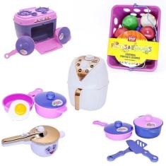 Kit Menina Infantil Cozinha Fogão Panelas Air Fryer 25 Peças - Altimar