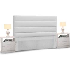 Cabeceira Cama Box Casal King 195cm Greta Corano Branco e 2 Criados Br