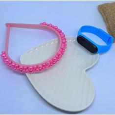 Kit Relógio Infantil Menina Digital Led Bracelete Silicone Prova água 