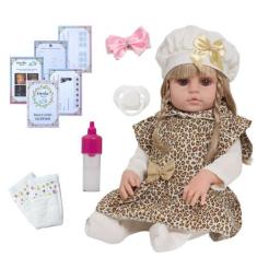 Bebê Reborn Realista Princesa Enxoval Oncinha 13 Acessórios - Cegonha 