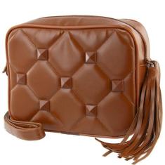 Bolsa feminina quadrada com spike sintetico - ISABELLAS, Caramelo, 250