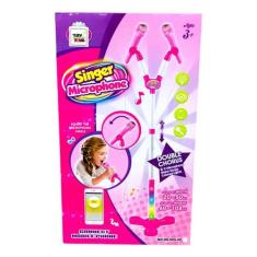 Microfone Karaokê Menina Infantil Som Luz Conecta Celular - DM TOYS