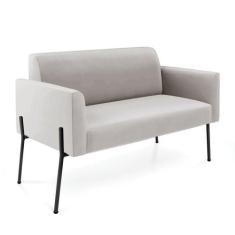 Sofá Namoradeira 2 Lugares Pé De Ferro Preto Marisa Veludo Cinza D03 -