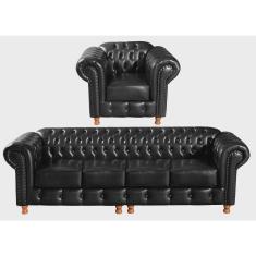 Conjunto de Sofá 4 Lugares e 1 Poltrona Chesterfield Luís Xv