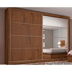 Guarda Roupa Casal 2 Portas De Correr E 6 Gavetas C/ 1 Espelho Sevilha Braúna - Europa