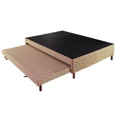 Cama Box Base C-auxiliar Universal Casal Sommier Rústico Bordado Clean (138x188x30) - Paropas