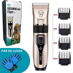 KIT Máquina de tosa PET com alicate + de Luvas Tira Pêlos portátil - F