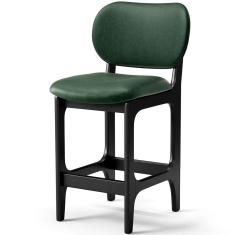 Banqueta Baixa Bar Cozinha E Sala De Jantar Fixa Betta L02 Preto Facto Verde Musgo - Lyam Decor