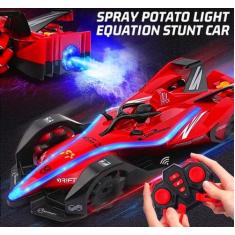 Carrinho de Controle Remoto Recarregável Fórmula1 Solta Fumaça Com Luz