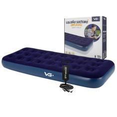 Colchão Solteiro Inflável + Bomba De Ar Manual Vg Plus