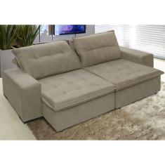 Sofá Austrália 2,12 Mts Retrátil e Reclinavel Tecido Suede Pluma Castor - Moveis Marfim