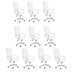 Conjunto 10 Cadeiras de Escritório Presidente Giratória Sevilha Rivatti Branco