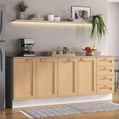 Cozinha Modulada 2 Peças com Tampo 2 Balcões Arizona Cabecasa Madeiramadeira Figueira