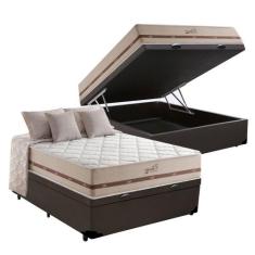 Cama Box Com Baú Casal Marrom + Colchão De Molas Ensacadas - Anjos - C