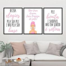 Kit 3 Quadros Decorativos Limpeza de Pele 45x34cm - Quadros On-line, M
