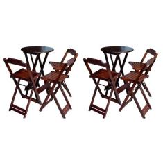 Kit 2 Jogos de Mesa Bistrô de Madeira Dobrável com 3 Banquetas - Imbui