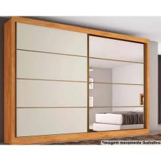 Guarda Roupa 2 Portas de Correr e 6 Gavetas c/ 1 Espelho Sevilha Peroba/Off White/Peroba - Europa