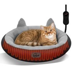 Cama aquecida para gatos herehomi com temporizador e temperatura ajust