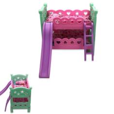 Brinquedo Berço De Boneca Com Escorregador Modelo Beliche Rosa