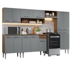 Armário de Cozinha Completa 293cm Rustic/cinza Emilly Madesa 10