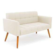 Sofá Namoradeira Elisa Veludo Bege Pés Palito Castanho - D'rossi