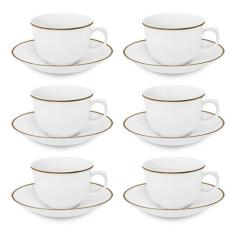 Conjunto de 6 Xícaras Grandes 240ml com Pires Flamingo Sofia - Oxford