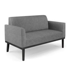 Sofá Namoradeira Base de Madeira Fixa Preto Marisa Linho Grafite A26 -