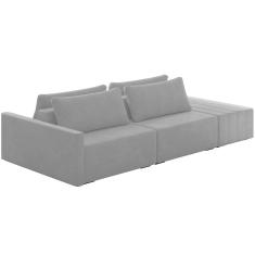 Sofá Ilha Modular Para Sala 252cm com Puff Dublin K01 Veludo Cinza - Lyam Decor