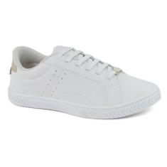 Tênis Godiva Tachas Metálicas Feminino Branco Dourado-Feminino