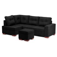 Sofá de Canto 6 Lugares Gávea Suede Preto
