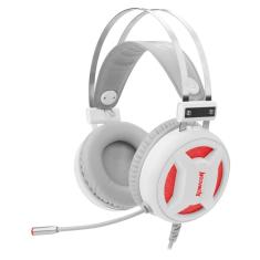 Headset Gamer Redragon Minus Lunar White - com Microfone - Iluminação Vermelha - USB - Branco