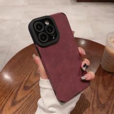 Capa de couro macio fosco para iPhone 15 14 13 12 11 Pro Max Plus Capas protetoras de câmera Capa à prova de choque Acessórios de telefone, vermelho, para iPhone 15 ProMax