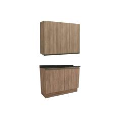 Cozinha Completa Maxxi 3 Peças (1 Aéreo + 1 Balcão + 1 Complemento) C3P10 Nogal/Preto Brilho - Kappesberg