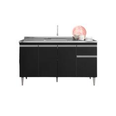 Balcão Armário de Cozinha Tatiane 150cm Preto S/Tampo - AJL Móveis