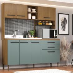 Cozinha Compacta 185 Cm Tais com Pilastra em Aço Xingo/Grey