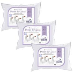 Kit 3 Travesseiros de Penas 15cm - Daune