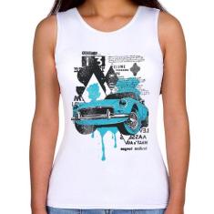 Regata Feminina Vintage Classic Car Painting - Foca na Moda, Branco, G