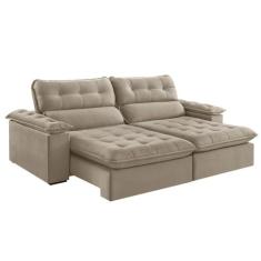 Sofá Retrátil e Reclinável Texas 2,34M Veludo - Blossom Casa, Bege 213