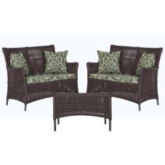 2 Sofá Área e Mesa Igapó Alumínio Pintura Preta Corda Náutica Estofado Impermeável Almofada 5 Trama