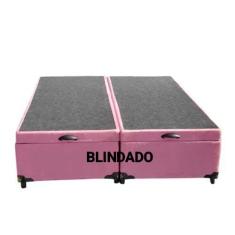 Cama Box Baú Casal Bipartido Blindado Suede Rosé