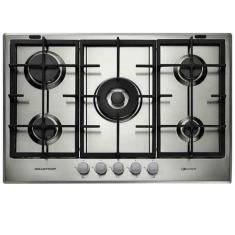 Cooktop 5 Bocas Brastemp Gourmand Inox com Duplachama e Trempe com Fer