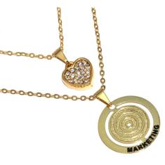 Colar Duplo Minha Profissão Marketing Folheado Ouro 18k