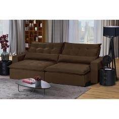 Sofá 4 Lugares Com Molas Retrátil E Reclinável Marrom